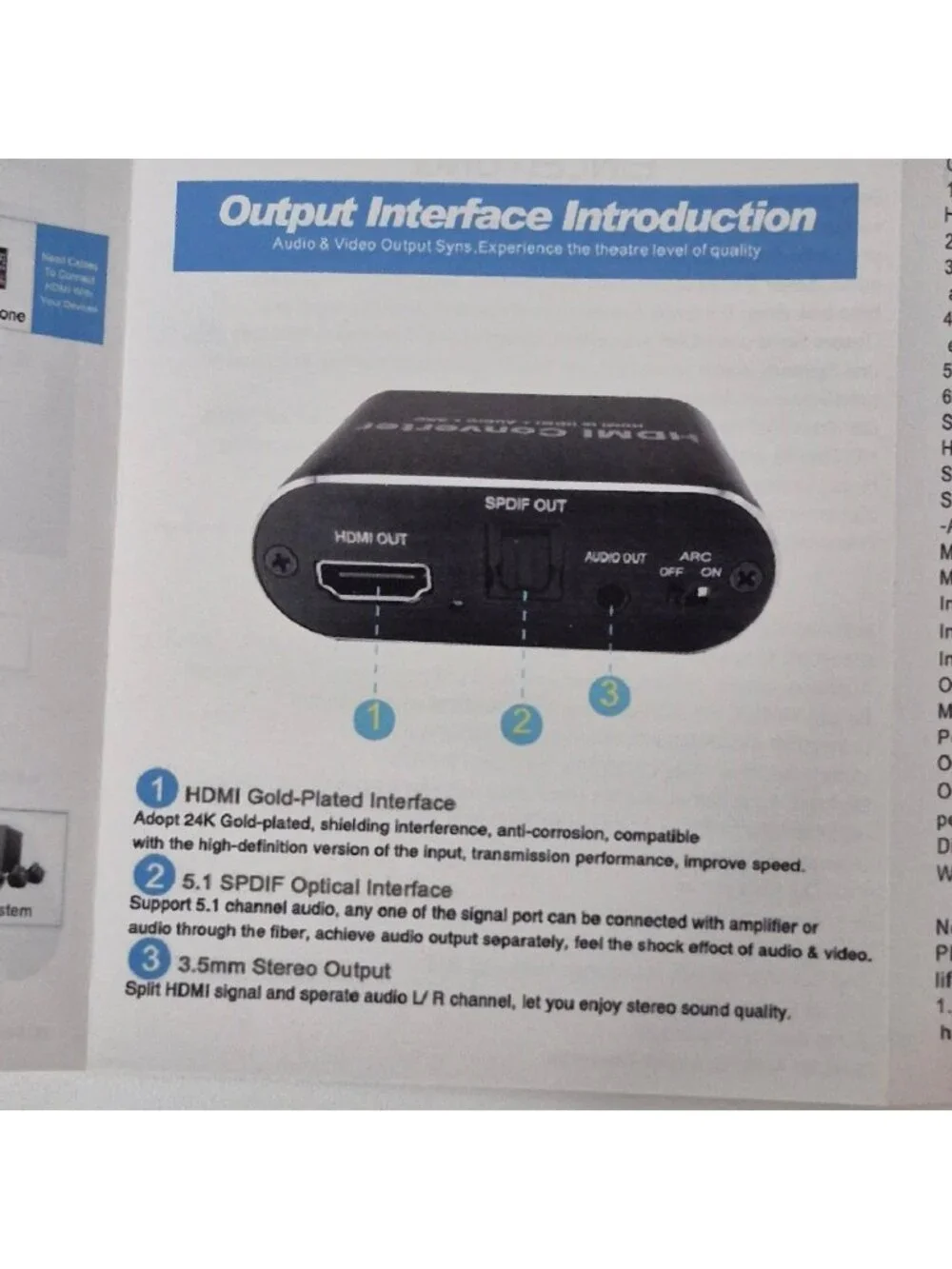 HDMI ARC Audio Extractor Converter 4K 60Hz Avedio Links HDMI to Optical 3.5mm